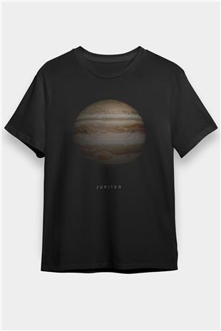 Jüpiter Gezegeni Baskılı Unisex Siyah Tişört - Tshirt