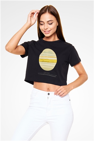 Jüpiter Siyah Crop Top Tişört