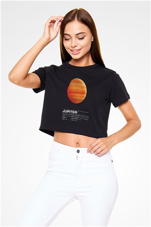 Jüpiter Siyah Crop Top Tişört