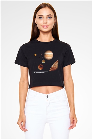 Jüpiter Siyah Crop Top Tişört