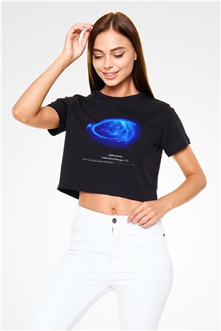 Jüpiter Siyah Crop Top Tişört