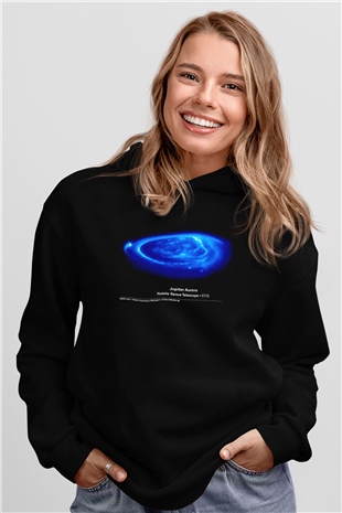 Jüpiter Siyah Unisex Kapüşonlu Sweatshirt