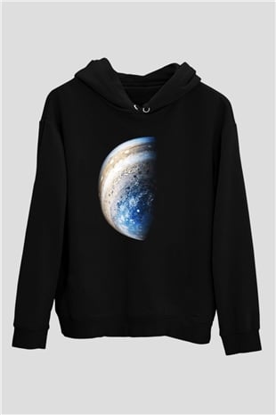 Jüpiter Siyah Unisex Kapüşonlu Sweatshirt