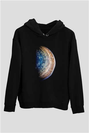 Jüpiter Siyah Unisex Kapüşonlu Sweatshirt