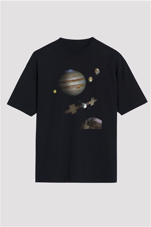 Jüpiter Siyah Unisex Oversize Tişört T-Shirt