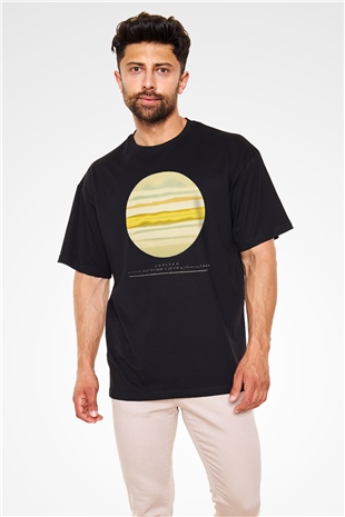 Jüpiter Siyah Unisex Oversize Tişört T-Shirt