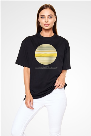 Jüpiter Siyah Unisex Oversize Tişört T-Shirt