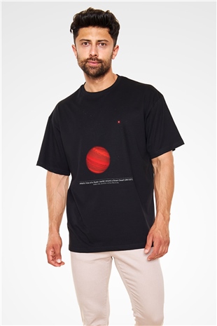 Jüpiter Siyah Unisex Oversize Tişört T-Shirt