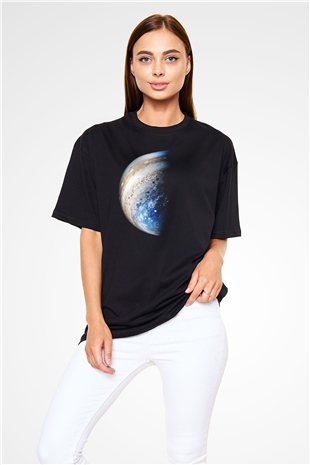 Jüpiter Siyah Unisex Oversize Tişört T-Shirt
