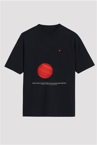 Jüpiter Siyah Unisex Oversize Tişört T-Shirt