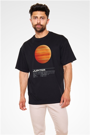 Jüpiter Siyah Unisex Oversize Tişört T-Shirt