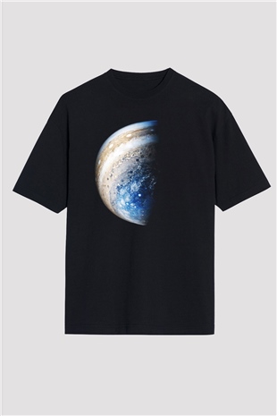 Jüpiter Siyah Unisex Oversize Tişört T-Shirt