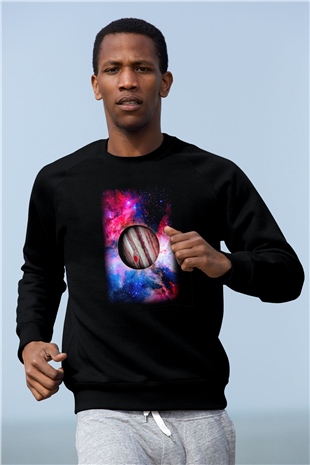 Jüpiter Siyah Unisex Sweatshirt