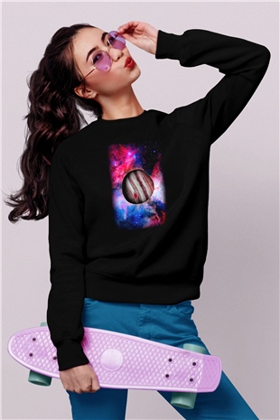 Jüpiter Siyah Unisex Sweatshirt