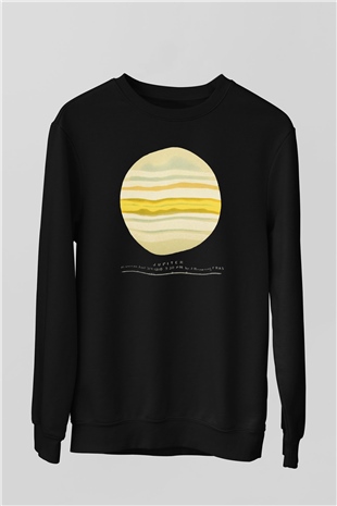Jüpiter Siyah Unisex Sweatshirt