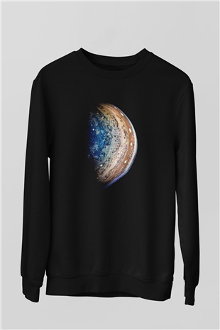 Jüpiter Siyah Unisex Sweatshirt