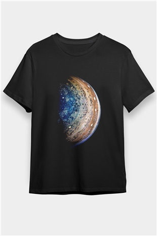Jüpiter Siyah Unisex Tişört T-Shirt - TişörtFabrikası