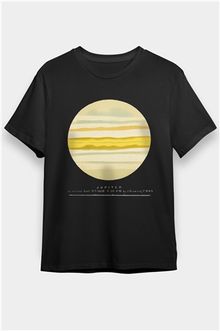 Jüpiter Siyah Unisex Tişört T-Shirt - TişörtFabrikası