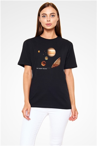 Jüpiter Siyah Unisex Tişört T-Shirt - TişörtFabrikası