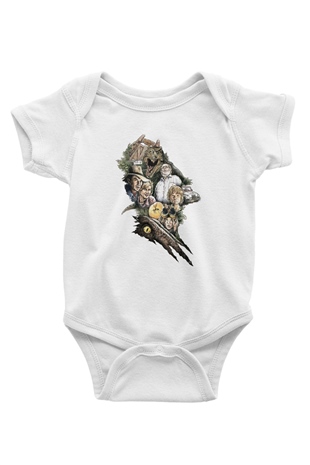 Jurassic Park Baskılı Beyaz Unisex Bebek Body - Zıbın