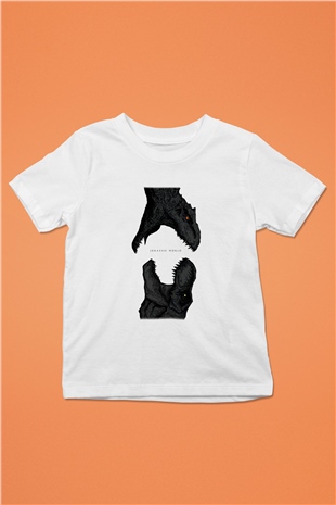 Jurassic Park Baskılı Beyaz Unisex Çocuk Tişört