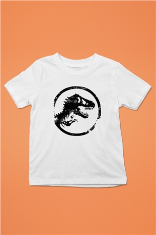 Jurassic Park Baskılı Beyaz Unisex Çocuk Tişört