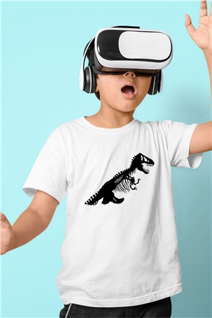 Jurassic Park Baskılı Beyaz Unisex Çocuk Tişört