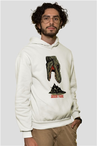 Jurassic Park Beyaz Unisex Hoodie