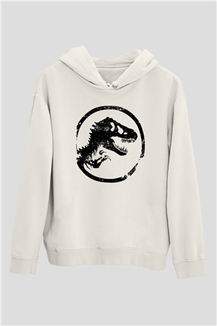 Jurassic Park Beyaz Unisex Hoodie