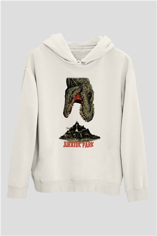 Jurassic Park Beyaz Unisex Hoodie