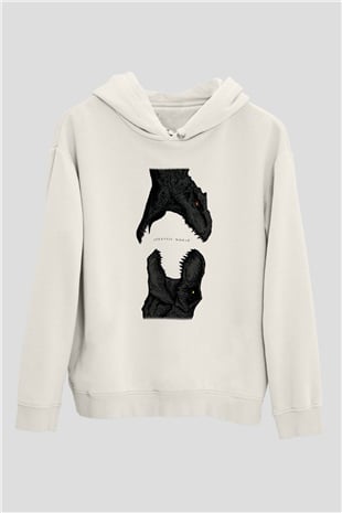 Jurassic Park Beyaz Unisex Hoodie