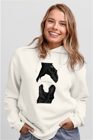 Jurassic Park Beyaz Unisex Hoodie