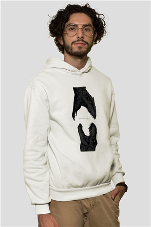 Jurassic Park Beyaz Unisex Hoodie