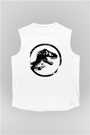 Jurassic Park Beyaz Unisex Kolsuz Tişört
