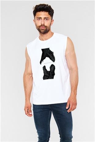 Jurassic Park Beyaz Unisex Kolsuz Tişört