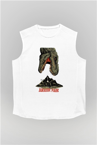 Jurassic Park Beyaz Unisex Kolsuz Tişört