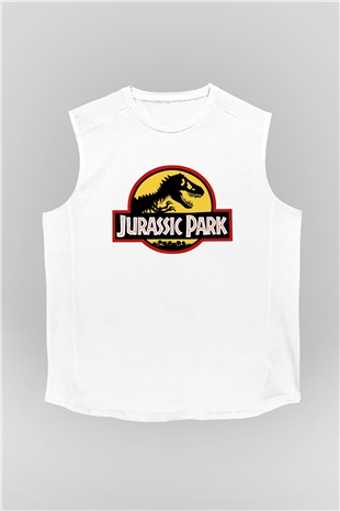 Jurassic Park Beyaz Unisex Kolsuz Tişört