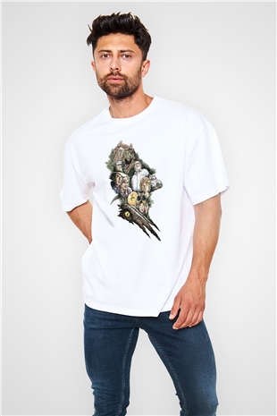 Jurassic Park Beyaz Unisex Oversize Tişört T-Shirt