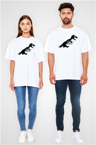 Jurassic Park Beyaz Unisex Oversize Tişört T-Shirt