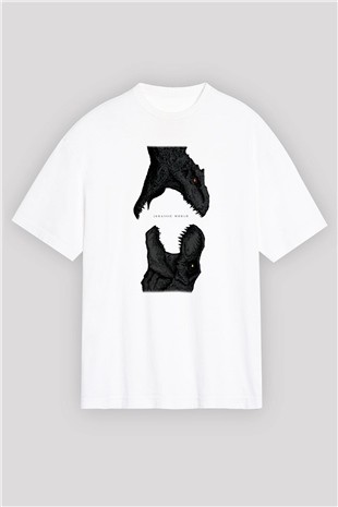 Jurassic Park Beyaz Unisex Oversize Tişört T-Shirt