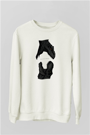 Jurassic Park Beyaz Unisex Sweatshirt