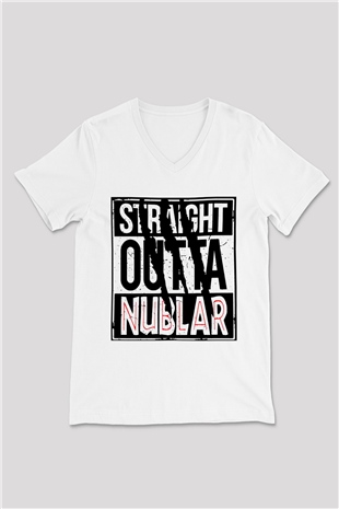 Jurassic Park Beyaz Unisex V Yaka Tişört T-Shirt