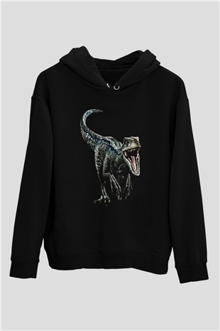Jurassic Park Siyah Unisex Kapşonlu Sweatshirt