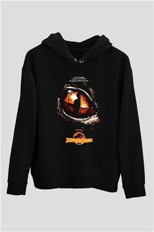 Jurassic Park Siyah Unisex Kapşonlu Sweatshirt