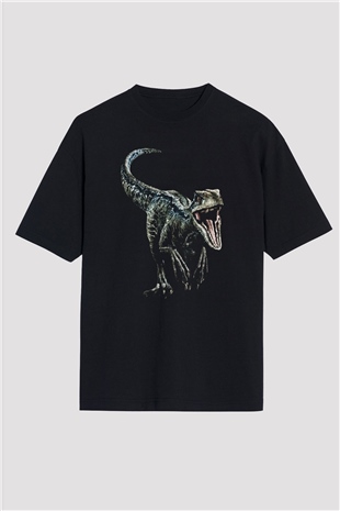 Jurassic Park Siyah Unisex Oversize Tişört T-Shirt