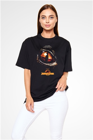 Jurassic Park Siyah Unisex Oversize Tişört T-Shirt
