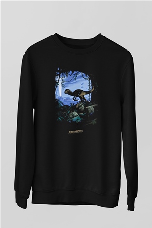 Jurassic Park Siyah Unisex Sweatshirt