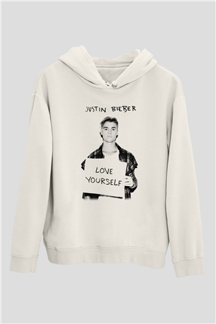 Justin Bieber Beyaz Unisex Kapşonlu Sweatshirt