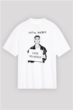 Justin Bieber Beyaz Unisex Oversize Tişört T-Shirt