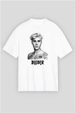 Justin Bieber Beyaz Unisex Oversize Tişört T-Shirt